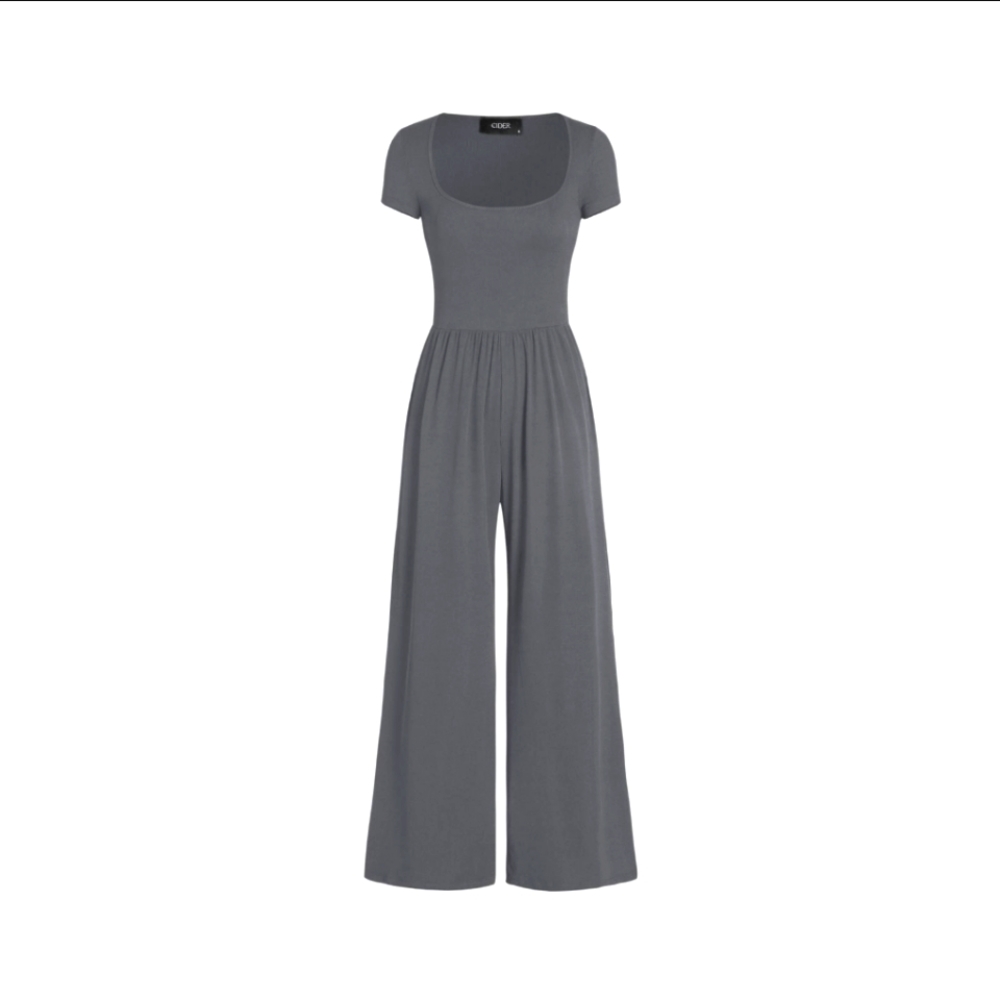 Cider Short Sleeve Jumpsuit - Gray 1XL